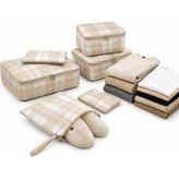 Happy Trend Parça Valiz Düzenleyici Organizer Seti- Seyahat Bavul Içi Düzenleme Çantası, Packing Cube Organizer Seti (Krem Ekose)
