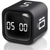 Happy Trend Pomodoro Zamanlayıcı Küp, Flip Timer, Öğrenci Ders Çalışma Saati, 5/10/30/60 Dk & Özel Geri Sayım, USB Şarjlı, Sessiz/titreşimli Alarm, Mutfak Kronometresi - Siyah