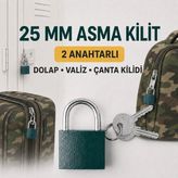 Hard Guard 25 mm Asma Kilit 2 Anahtarlı – Dolap, Valiz, Çanta, Bavul ve Yurt Kilidi - Gri