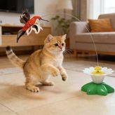 Hareketli Dönen Kuş Kedi Oyuncağı (Pille Çalışır)