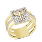 Harem Altın YZK075B 14 Ayar Altın Beyaz Taşlı Mikail Kılıcı Yüzük
