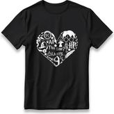 Harry Potter Kalp Model Movie T-Shirt Unisex %100 Cotton Pamuklu Rahat Regular Baskı Tişört - Siyah