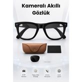Harvox Kameralı Yapay Zeka Destekli Güneş Gözlüğü 8 Mp 1080P Video Sesli Asistan ve Çeviri Özellikli Akıllı Gözlük - Siyah