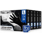 Has-Pet Nitril Siyah Eldiven Large 100'LÜ x 5 'li Paket