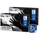 Has-Pet Nitril Siyah Pudrasız Eldiven Large 100'LÜ x 2 Paket