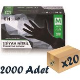 Has-pet Siyah Nitril Pudrasız Eldiven Medium 100’lü 20 Paket 2000 Adet