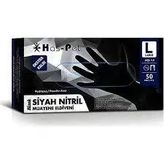 Haspet Siyah Nitril Eldiven L Beden 50 Adet
