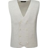 Hatemoğlu Bej Regular Fit Kruvaze Triko Yelek - 3XL
