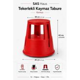 Hausgeräte Tekerlekli Kaymaz Basamaklı Tabure – Çift Katlı Devrilmez Güvenli Basamak Taburesi, Gri