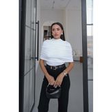 Havoş Beyaz Balıkçı Yaka Drapeli Bluz