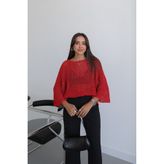 Havoş Kırmızı File Örme Bluz