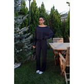 Havoş Lacivert Düşük Omuz Oversize Bluz Pantolon Takım