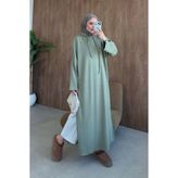 Hazamoda Yırtmaçlı Uzun Sweat Elbise Mint