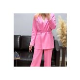 Hazel Kadın Pembe Bel Bağlamalı Blazer Ceket