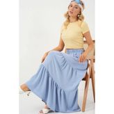 Hazelin Kadın Buz Mavi Beli Lastikli Ayrobin Uzun Etek HZL25S-BD180481 - 36