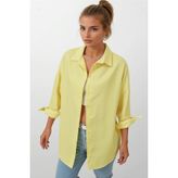 hazelin Kadın Sarı Oversize Uzun Basic Gömlek Hzl22w-bd139001