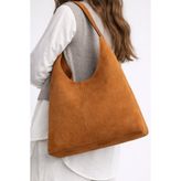 HBS Kadın Taba Renk Süet Hobo Çanta Oversize Omuz Çantası