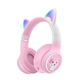 HEARTZ RENKLİ BÜYÜK A KALİTE KULAK ÜSTÜ TAÇ RENKLİ IŞIKLI KEDİ KULAKLI KEDİ KABARTMALI 5.3 VERSİON PED BALŞLIKLI BOYU AYARLANABİLEN ÇOK RAHAT BLUETOOTH KULAKLIK AKZ 02 (PEMBE)