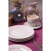Heda Porselen 6'lı Elif 18 Cm Porselen Pasta Ve Tatlı Tabağı Seti - Zarif Ve Modern Tasarım Beyaz