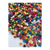 Hedef Bijuteri 5mm Karışık Renkli Küp Tahta Ahşap Boncuk (25gr,~300 Adet Boncuk)