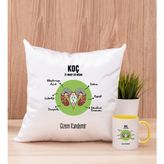 Hediye Dükkanı Kişiye Özel Koç Burcuna Hediye Sarı Kupa Bardak ve Kare Yastık