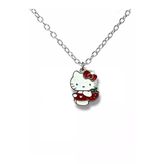 Hello Kitty Çilek Figürlü Kırmızı Kolye – 60 Cm Zincirli Sevimli Sanrio Takı
