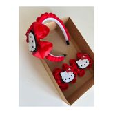 Hello Kitty kırmızı taç toka seti