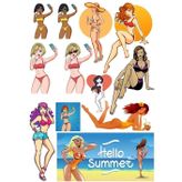 Hello Summer Sticker Set 1 13 Parça Telefon, Tablet, Defter, Laptop Sticker
