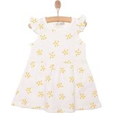 Hellobaby Basic Kız Çiçek Desenli Elbise Kız Bebek - Ekru - 1,5 Yaş