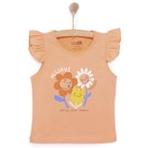 HelloBaby Basic Kız Gülen Çiçek Baskılı Atlet T-shirt Bebek - Pudra
