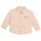 HelloBaby Erkek Bebek Gömlek Ayı Baskılı Yaka Uzun Kol - Kahverengi