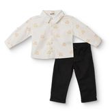 HelloBaby Erkek Bebek Taşıtlar Baskılı Düğmeli Gömlek Yaka Reçme - Ekru