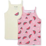 Hellobaby Kız Bebek 2li Atlet Çiçek Baskılı Bisiklet Yaka Atlet - 2 - 3 Yaş - Pembe