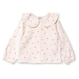 HelloBaby Kız Bebek Gömlek Puantiye Baskılı Düğmeli Bebe Yaka Long Sleeve - Ekru