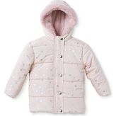 HelloBaby Kız Bebek Mont Kalp Baskılı Fermuarlı Kapüşonlu Uzun Kol - Pembe