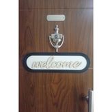 Hellove Welcome Yazılı Kapı Süsü Ahşap Kapı Süsü Dekoratif Duvar Süsü