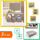 Hereveoyuncak 5 Bölmeli Bebek Beşik Başucu Düzenleyici + 12 Bölmeli Çekmece Düzenleyici Organizer - 2li Set N7Q0C1
