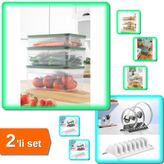 Hereveoyuncak 5lt Vakumlu Mikrodalga Buzluk Saklama Kabı + 2 Adet 8 Bölmeli Tencere Kapak Rafı - 2li Set ABC123