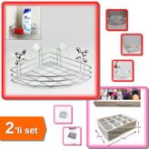 Hereveoyuncak Çok Amaçlı Köşe Banyo Organizeri + Pratik Çekmece Düzenleyici 12 Bölmeli - 2li Set F9H1J6