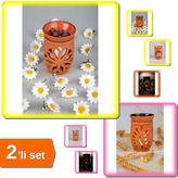 Hereveoyuncak Lotus Çiçeği El Yapımı Çömlek + Yaprak Model El Yapımı Çömlek - Buhurdanlık Tütsülük 2li Set RI27MA