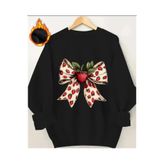 herkesemoda Çilek Kurdele Baskı Detaylı Bisiklet Yaka Sweatshirt
