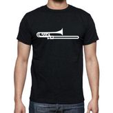 Herşey Nota Trombon Unisex Tshirt - Siyah
