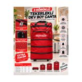 HGR Üç Körüklü Tekerlekli Valiz, Bavul, Seyahat Çantası - Dev Boy Çanta