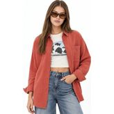 Hiccup Kadınlar Mixray Oversize Muslin Basic Gömlek Tuğla Kırmızısı