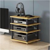 HiFi Standı, Doğal 4 Katmanlı Ses Rafı - Ses Ekipmanları için Ahşap HiFi Stereo Raf Ev Sineması ve Müzik Sistemleri için Mükemmel Ses-Video Rafları