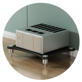 HiFi Standı, Siyah HiFi Raf AV Rafı - Hoparlörler ve Amplifikatörler için 1 Katmanlı TV Standı, 60x48x10cm - Ev Sineması ve Eğlence Sistemleri için Modern Ses Kabini