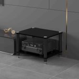 HiFi Vinil Plak Dolabı, Pikaplar ve Stereo Sistemler için Depolama Konsolu, Vinil için Kompakt Depolama Rafı (Siyah 49 x 48 x 37 cm)