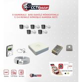 Hikvision 5 Kameralı Analog Güvenlik Kamera Seti 2MP Smart Hybrid Light Dahili Mikrofon CCTV Sistem