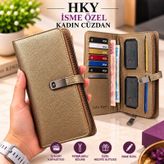 Hky Çok Kullanışlı İsme Özel Kadın Cüzdan Bakır