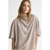 H&M Drapeli Saten Gabardin Bluz